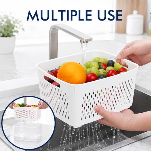 1 Pcs Large Fruit Storage Containers for Fridge Food Storage with Colanders - Image 4