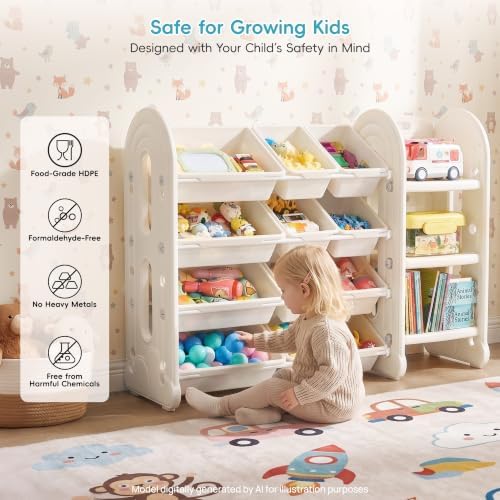 Vtopmart Kids Toy Storage Organizer with Bookshelf for Playroom - Image 4