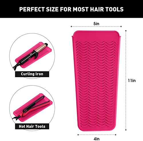 ZAXOP Heat Resistant Silicone Mat Pouch for Curling Irons & Flat Irons, 2-in-1 Travel Case & Cooling Pad for Hot Tools, Anti-Slip Countertop Protector, Pack Instantly Without Waiting to Cool(Hotpink) - Image 2