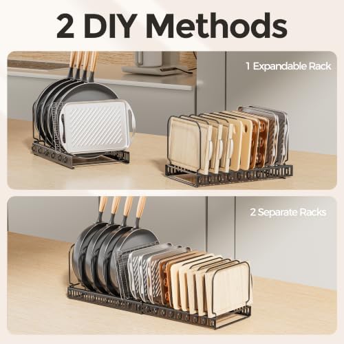 MUDEELA Expandable Cutting Board Organizer Pot Lids Rack 15 Dividers 1-Pack - Image 6