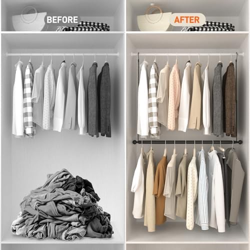 SUTINE Closet Rod for Hanging Clothes, Closet Extender Hanging Rod Black - Image 5