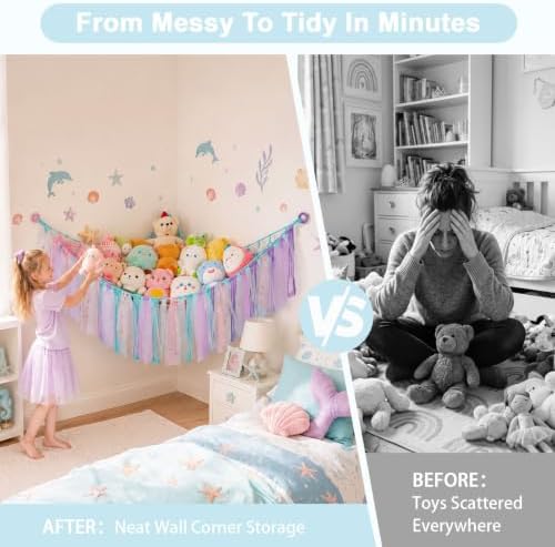 FIOBEE Stuffed Animals Net LED Light Toy Hammock for Kids Bedroom Storage - Image 3
