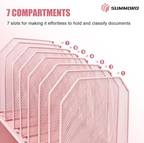SUMMORO Inclined File Organizer for Desk, 7-Section Vertical File Holder - Image 6