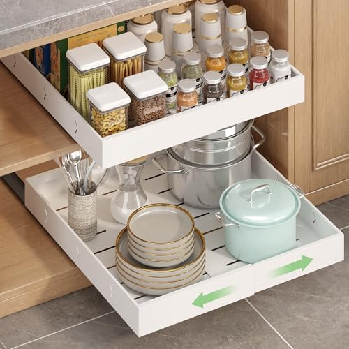 2-Pack-Expandable-Pull-Out-Cabinet-Organizers, No Drill Slide Out Drawers by RUILALIFE