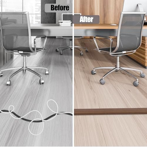 Floor Cord Cover Cable Cavity Self Adhesive Cord Hider Floor Floor Cable Management Power Cord Protector Floor Electric Cord Covers for Offices, Gym, Exhibitions (Misty Brown Wood, 2.36" x 3.3') - Image 5