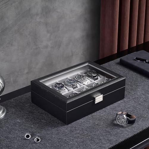 ProCase Watch Box, 10 Slot Mens Watch Display Case, Black - Image 3