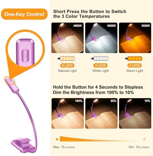 Gritin 9 LED Rechargeable Book Light for Reading in Bed - Image 3