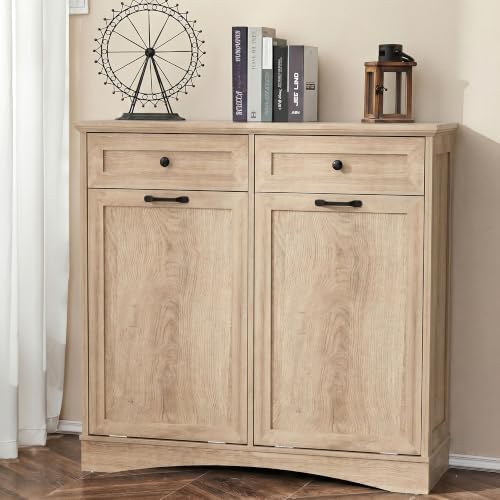 Double Tilt Out Trash Cabinet Freestanding Natural - Image 7
