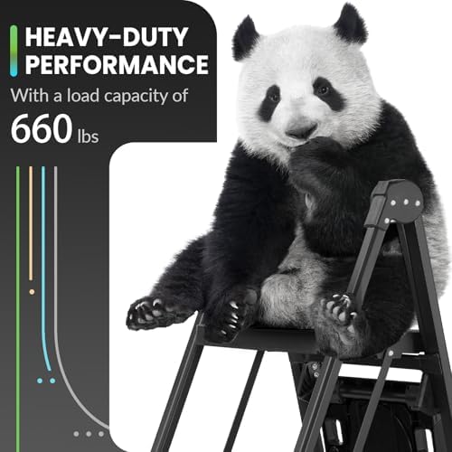 XinSunho 3 Step Stool, Heavy Duty Steel with Foldable Handrail & Tool Tray - Image 4