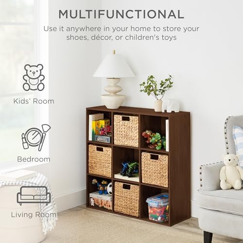 Best Choice Products 9-Cube Storage Organizer, 13.5in Shelf Opening, Bookcase, Display Shelf, Customizable w/ 3 Removable Back Panels – Walnut - Image 4