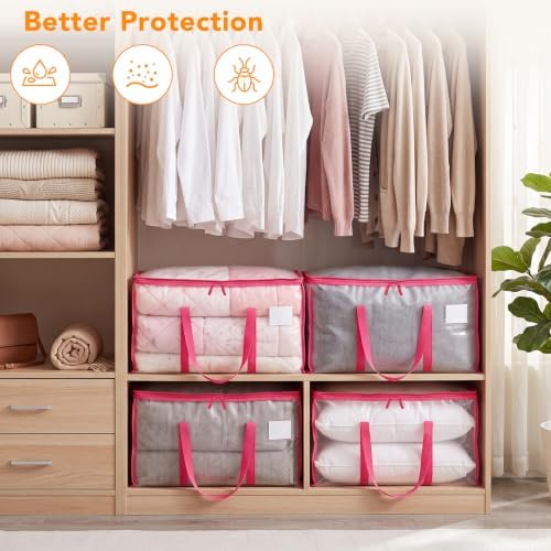 6 Pack 93L Extra Large Heavy Duty Clear Moving Bags 200LBS, Pink Edges - Image 4