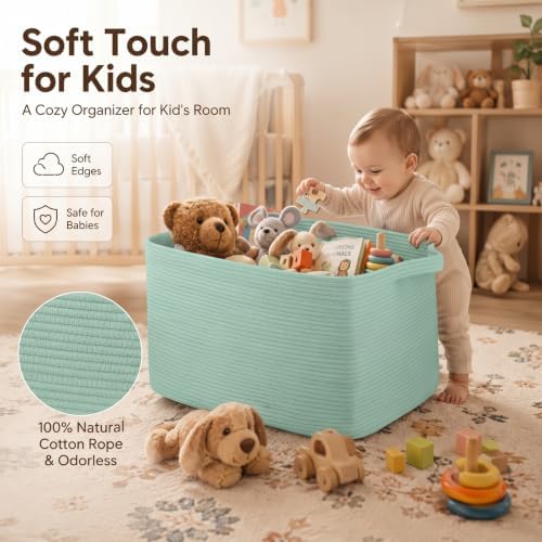 OIASKET 95L Extra Large Blanket Basket, 24" x 16.9" x 14.2" Woven Basket - Image 4