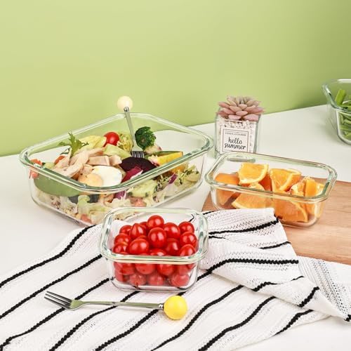 Liuruiyu 8 Pack Glass Food Storage Containers with Lids, Meal Prep Containers, Airtight Bento Boxes with Leak Proof Locking for Microwave, Oven, Freezer and Dishwasher, BPA Free - Image 6