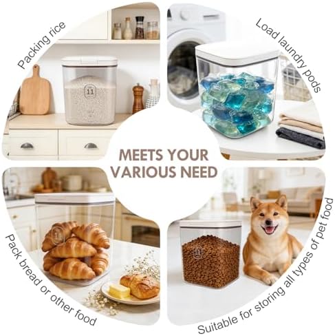 LEAWALK 10 Lbs Airtight Dog Cat Pet Food Storage Container PopTop White-C - Image 3