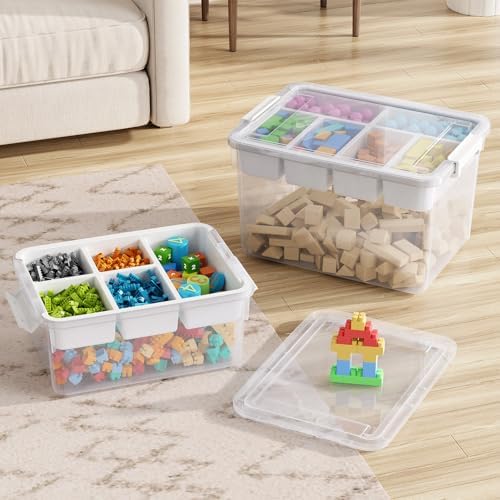 40Qt Stackable Storage Bins with Lids Trays Craft Box Organizers, 2Pack,WH - Image 5