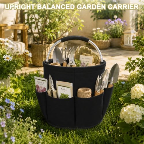 Premium Cleaning Caddy with Handle | Large Capacity Cleaning Supply Caddy with Deep Side Pockets | Collapsible Organizer Bag for Car Wash Supplies and Garden Tools (Black) - Image 6