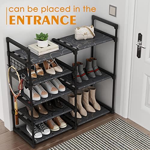 CSXGBAB Black Tubes Closet Shoe Rack, Boot Rack, 5 Tier Oxford Fabric Shelf, Easy Assembly, Sturdy and Durable, Holds Up to 30 lbs - Image 3