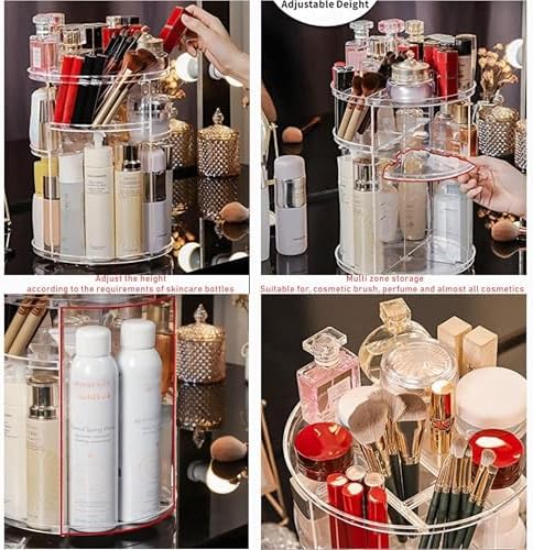 Clear Rotating Makeup Organizer for Vanity,Adjustable Skincare Organizer Countertop,Cosmetic Display Cases for Beauty,Skin Care,Spinning Makeup Stand,Make up Storage Organizer and Perfume organizer - Image 3