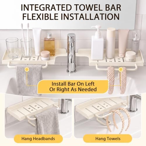 Rotatable Over Faucet Sink Shelf Organizer with Towel Bar - Image 4