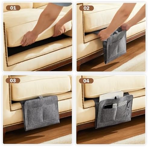 YOUDENOVA Bedside Caddy, Bedside Organizer for Dorm Room, Bunk Bed, Grey - Image 4