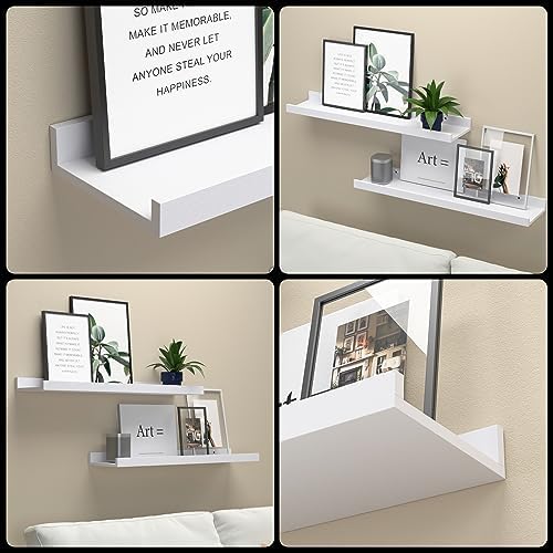 Boswillon Floating Shelves Set of 2, Long Wall Shelf with Lip, 24in, White - Image 4