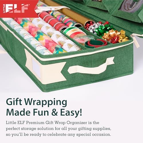 Little ELF Premium Wrapping Paper Storage Organizer, Easy to Carry, 6 Individual Pockets for Christmas Gift Wrap Supplies, Lightweight and Sturdy - Image 7