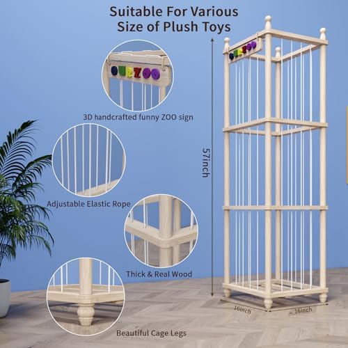 Stuffed Animal Storage Wood Toy Storage Organizer, Upgraded Design from Bean Bag Stuffed Animal Hammock Plushie Net, Large Toy Chest Stuffed animal holder for Kids Nursery Playroom Bedroom （XL） - Image 5