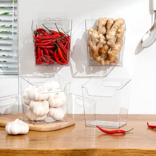 6 Pack Cabinet Door Organizer Adhesive, Compact,Clear Wall Storage Bins(L) - Image 2