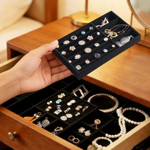 Jewelry Organizer Trays, Velvet Stackable Drawer Inserts 8 Pack - Image 2
