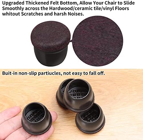 Ezprotekt 24 Pcs Round Silicone Chair Leg Floor Protectors with Felt, Floor Protectors for Chairs, Felt Furniture Pads Cups for Hardwood Floors, Chair Leg Caps Covers (M Fit: 0.86"-1.02", Black) - Image 4