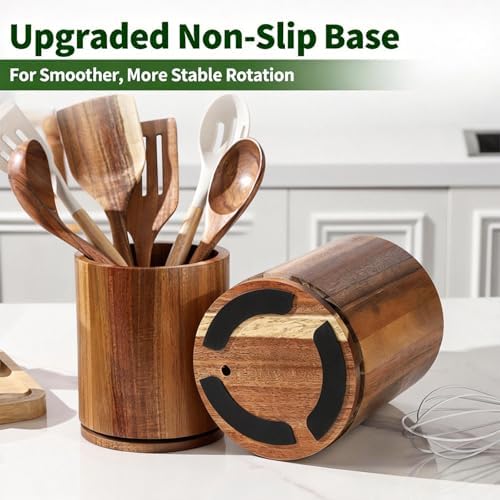 Black Utensil Holder, 360° Rotating 7.3 in Kitchen Organizer - Image 6