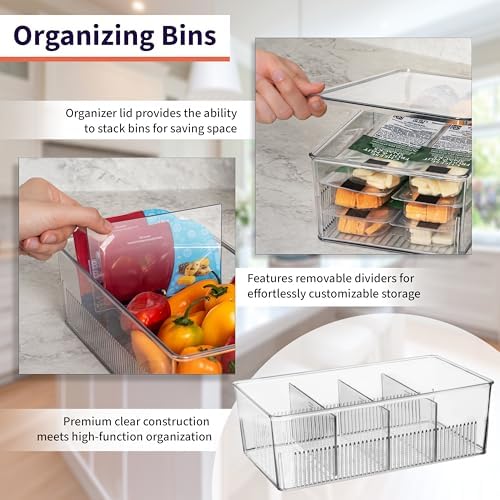 ClearSpace Pantry Organization and Storage Bins with Removable Dividers & Lids – Perfect Pantry Organizers or Kitchen Organization – Refrigerator Organizer Bins, Cabinet Organizers, 4 Pack - Image 3