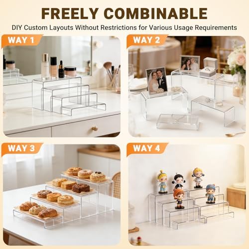FUNFERY Acrylic Display Risers, 2 Set(7.8"L~8.2"L~8.6"L~9"L)Display Shelf - Image 6