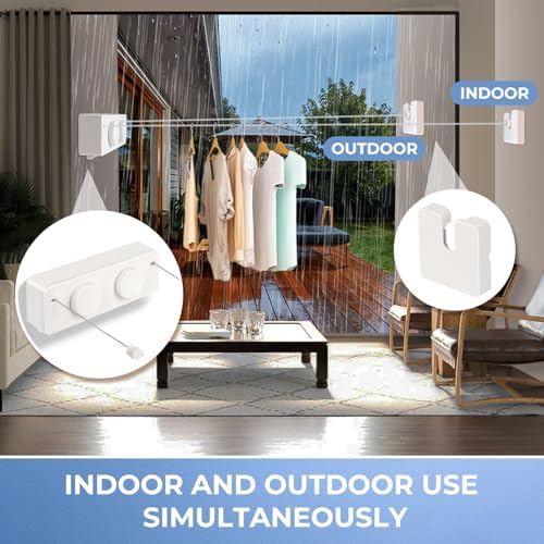 Retractable Clothesline Indoor Outside Heavy-Duty, Upgrade 304 Double Stainless Steel Shower Room Clothes line, Fit Rv Balcony Courtyards Indoor Drying Rack Clothesline, 13.8ft - Image 6