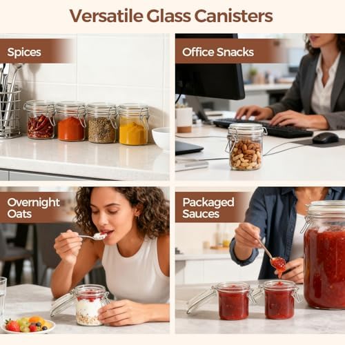 ComSaf Small 8 oz Glass Jars with Airtight Lids 12 Pack Jam Pantry - Image 7