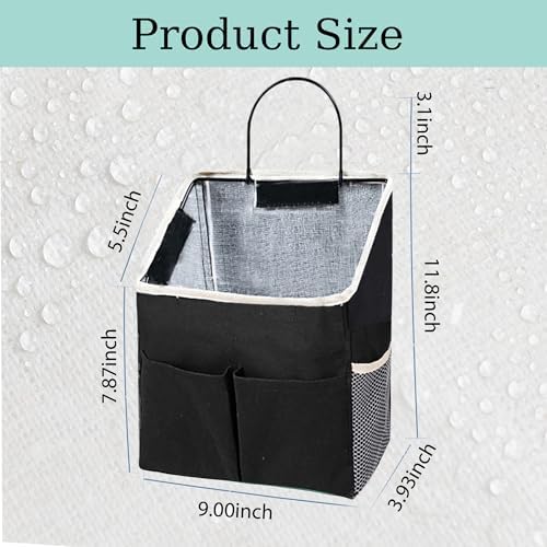 2pcs Wall Hanging Storage Bag,Wall Hanging Organizer Bags with Pockets, Wall Organizer Storage for Dormitory Bathroom Bedroom Kitchen(Black) - Image 2