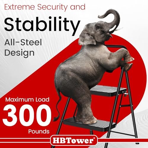 HBtower 2 Step Ladder, Step Stool with Wide Anti-Slip Pedal - Image 3