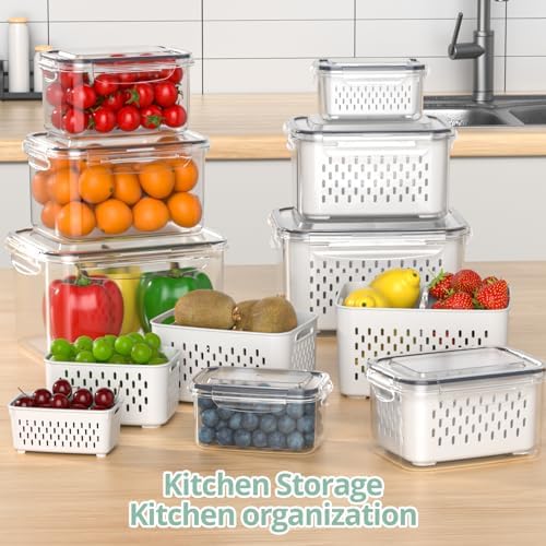 Anysig 8 Pack Fridge Fruit Storage Containers with Removable Colander - Image 6