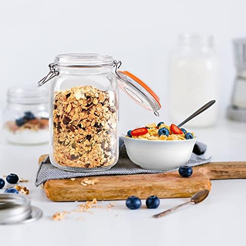 Qianfenie 50 oz Glass Jars with Airtight Lids, Wide Mouth Mason Jars, 4 Pc - Image 2