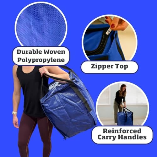 DURASACK 22-Gallon Zipper Top Heavy Duty Storage Tote Bags, Single, Blue - Image 5