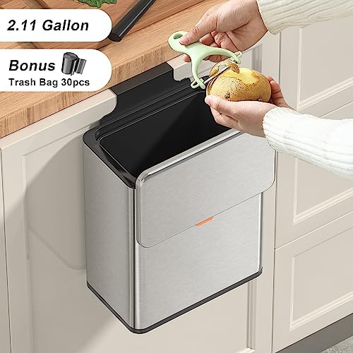 Mbillion 2.1 Gal Silver Hanging Stainless Steel Compost Bin - Image 2
