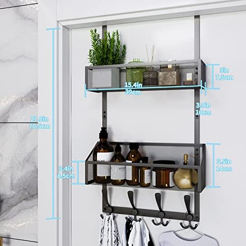 Kaiferty Over The Door Hooks Organizer, Coat Rack Over The Door Storage Hanger Towel Rack, Back of Door Storage Organizer for Bathroom,Bedroom,Kitchen,Office (Black, 3-Tier) - Image 4