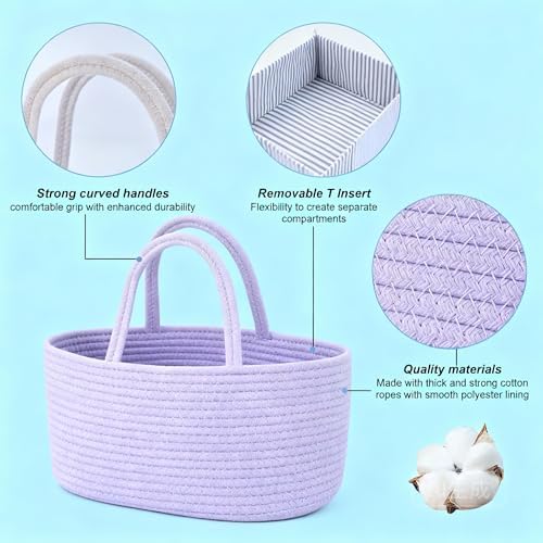 DUHEL Diaper Caddy Organizer with Handle(Purple) - Image 3