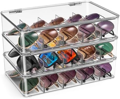 Sorbus Sunglasses Organizer - Plastic Stackable Eyeglass Case Storage Organizer for Multiple Glasses - Reading Glasses by Sorbus