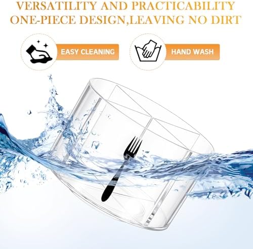 360° Rotating Acrylic Utensil Caddy, 4 Compartment Plastic Silverware Cutlery Holder Countertop Flatware Storage Organizer for Kitchen Office Desk Picnic Camping Party - Image 3