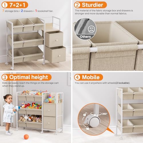 Modanais Kids Toy Organizers and Storage Bins, Off White - Image 4