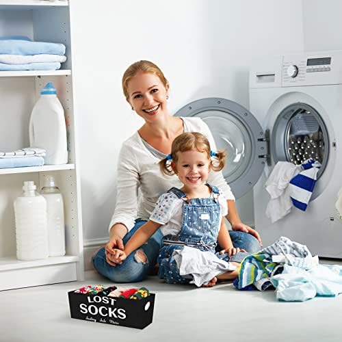 Blulu Lost Socks Basket Sign Laundry Room Farmhouse Storage, Black - Image 6