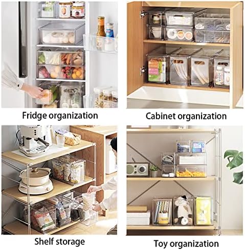 4 pack Stackable Refrigerator Organizer Bins Pull-Out Drawers for Fruit and Veggies Storage Organizer for Fridge Clear Drawer Containers with Handle Divided Organization for Produce Saver - Image 6