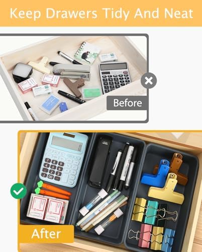 3PCS Large Plastic Drawer Organizer Tray, 12" X 6" Desk Organizers Bins Set - Image 4
