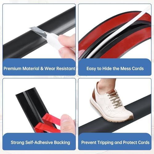LSGCQ Floor Cord Cover Self Adhesive Cord Hider Floor Cable Management - Image 3